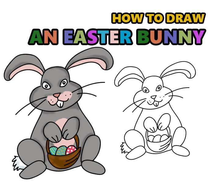 how to draw an easter bunny