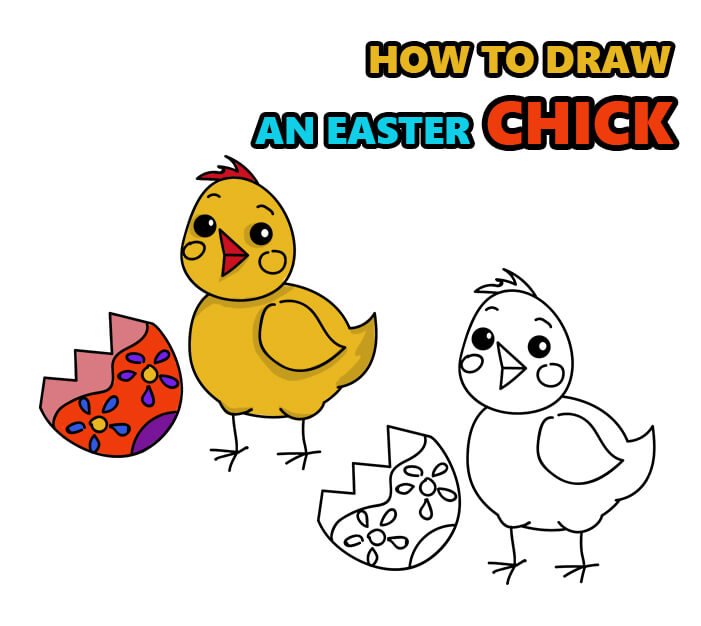 how to draw an easter chicken