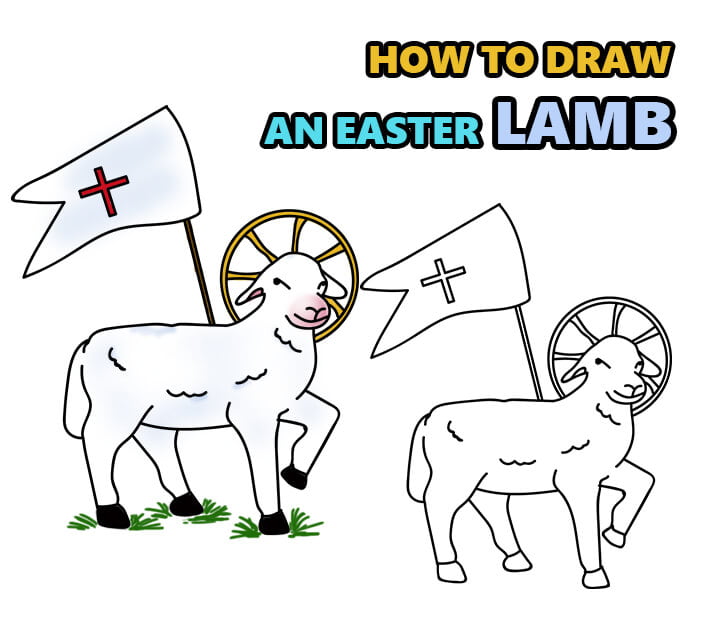 how to draw an easter lamb