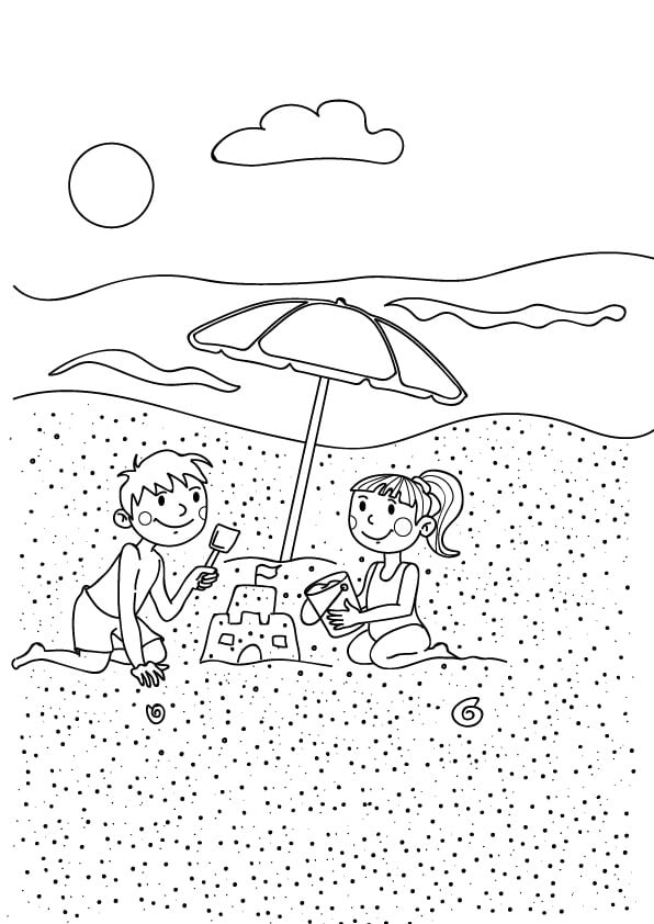 rysunek dzieci na plaży