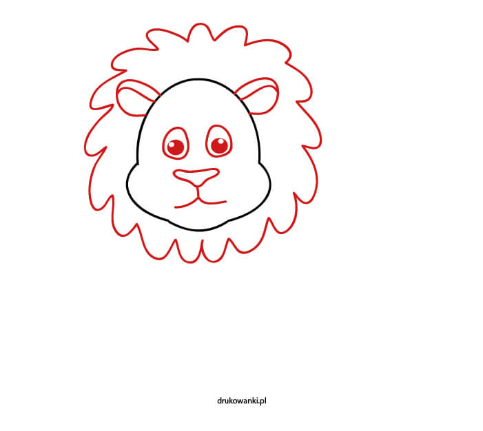 głowa lwa rysunek dla dzieci